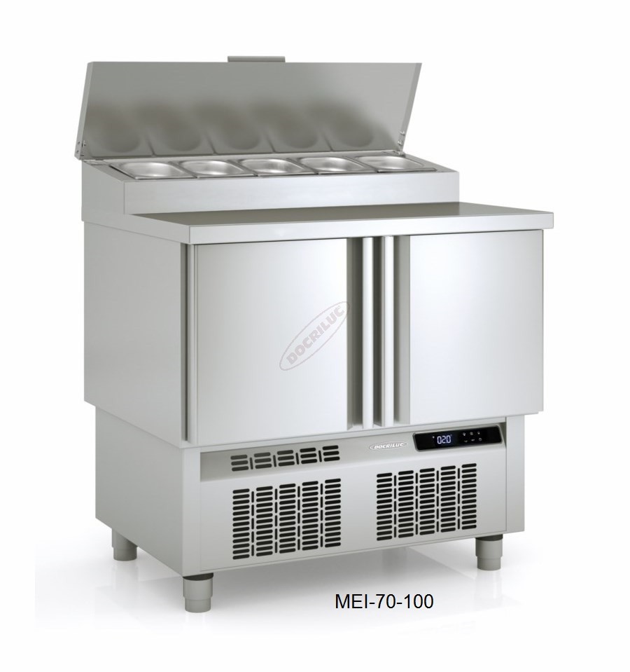 mesa refrigerada gastronorm 1/1 compacta con expositor de ingredientes docriluc